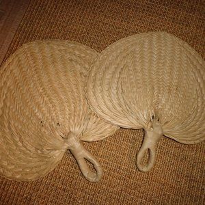 BRAND NEW Sunny Hill Palm Leaf Fans (Set of 2) Natural